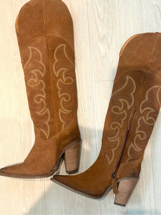 dingo Shoes - Dingo Ladies Primadonna Suede Snip Toe Brown Tall Western Boots